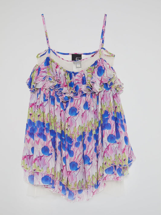 Floral Print Flounce Top