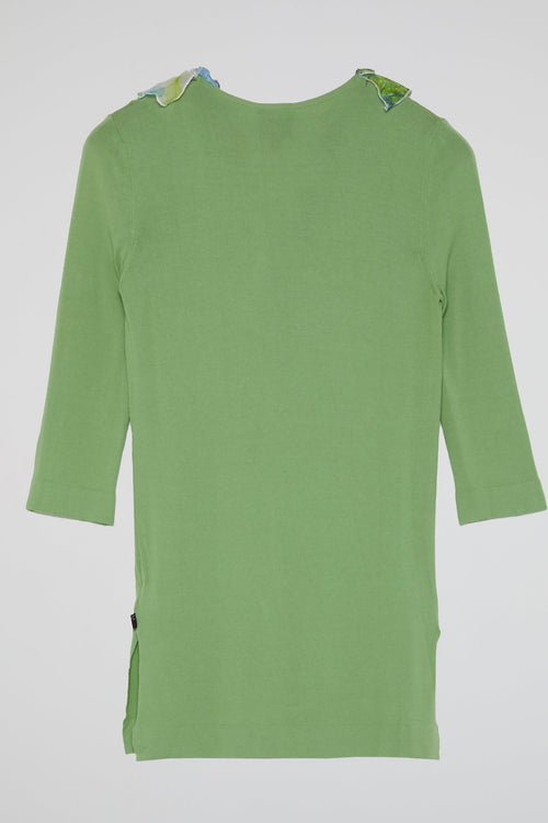 Green Frill-Detail Top