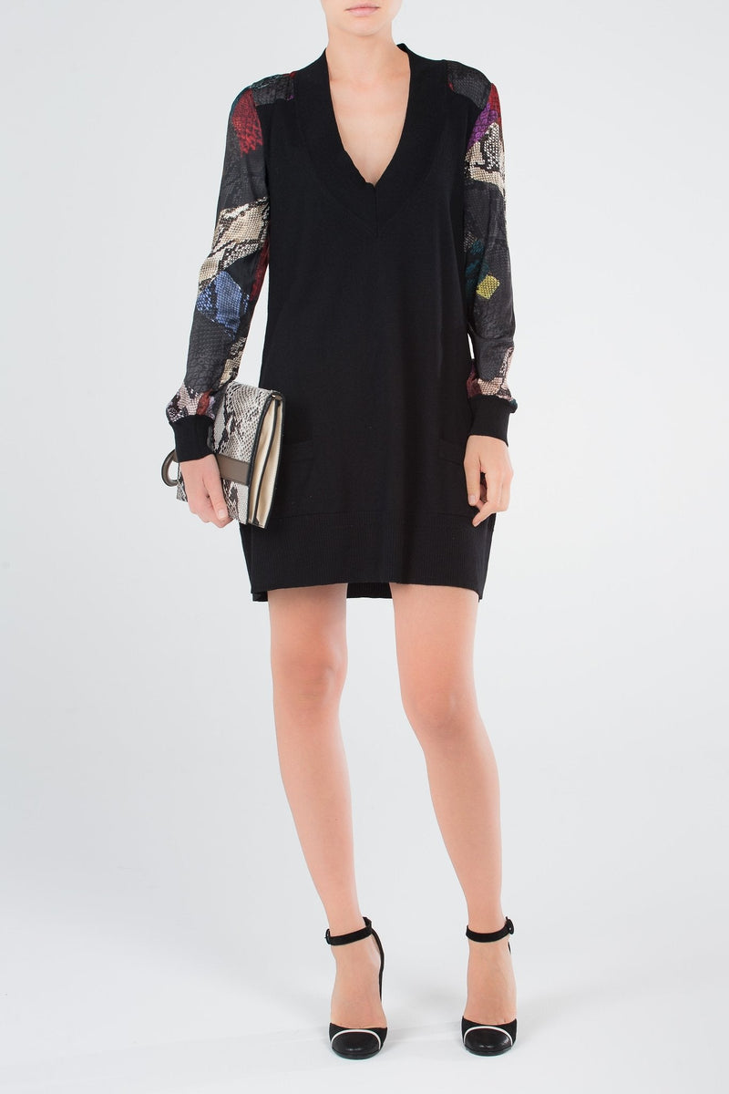 Colour Block Python Sleeve Dress