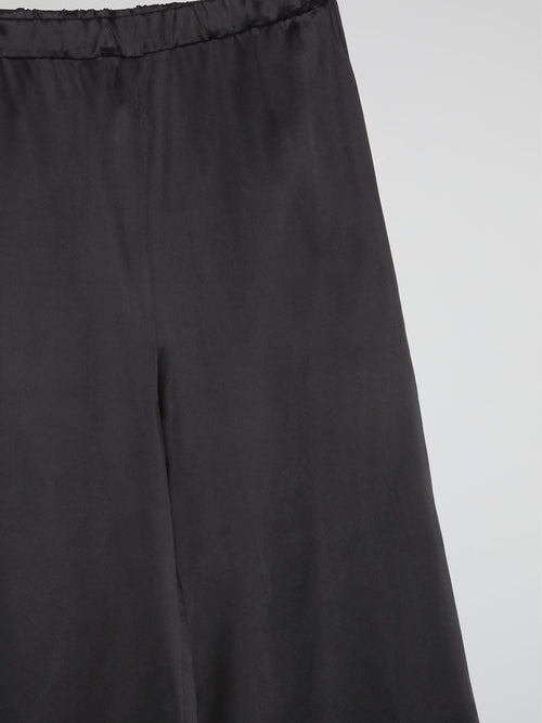 Black Elastic Waist Palazzo Pants