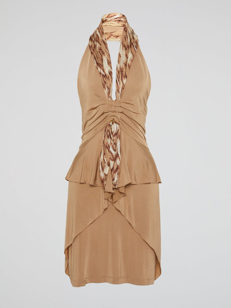 Brown Halter Neck Dress