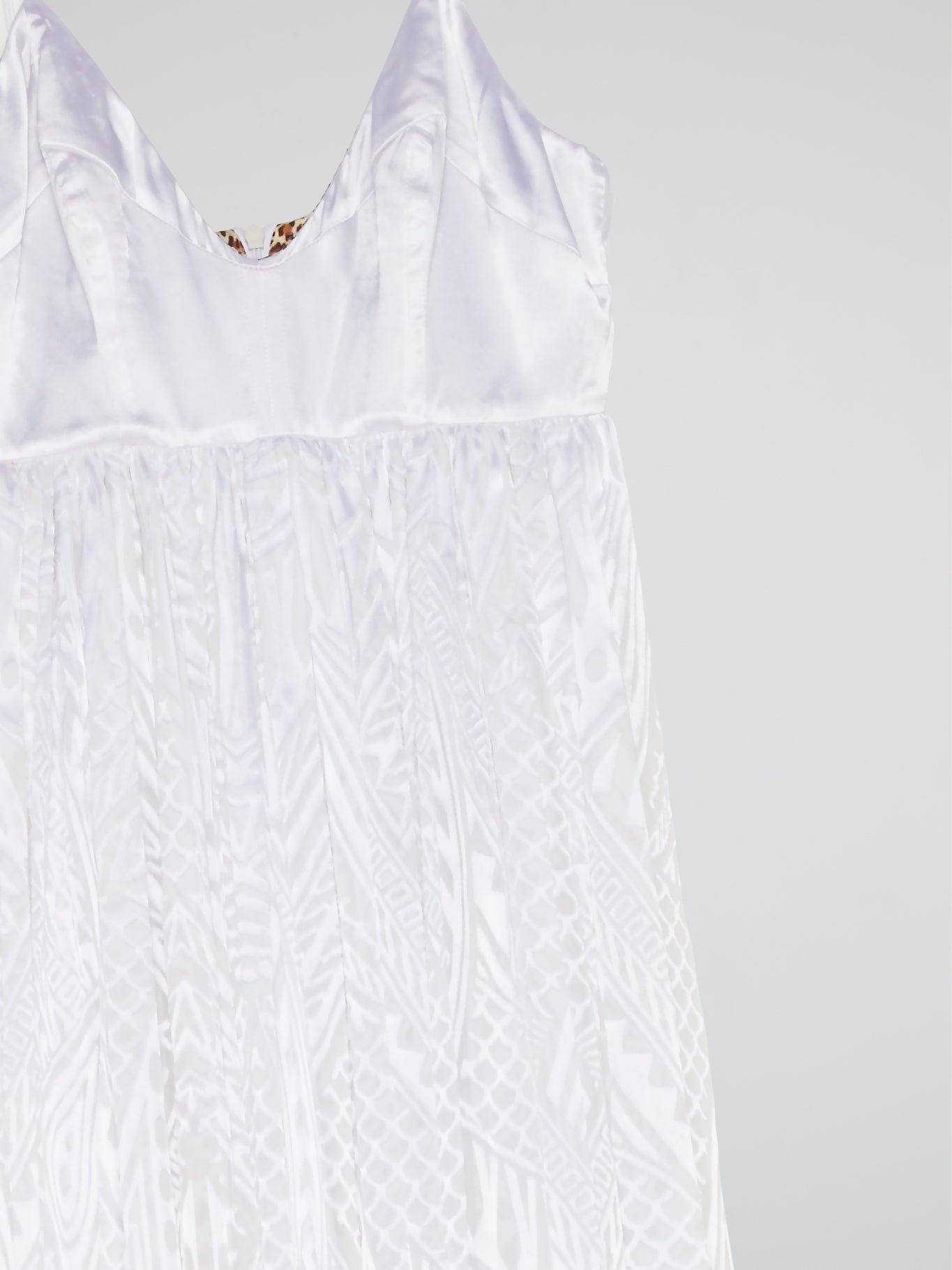 White Printed Empire Dress