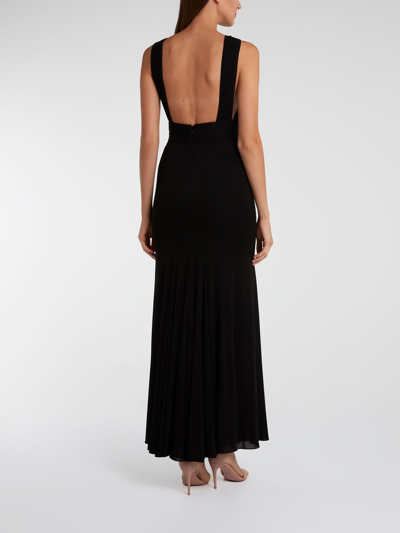 Black Portrait Neckline Maxi Dress