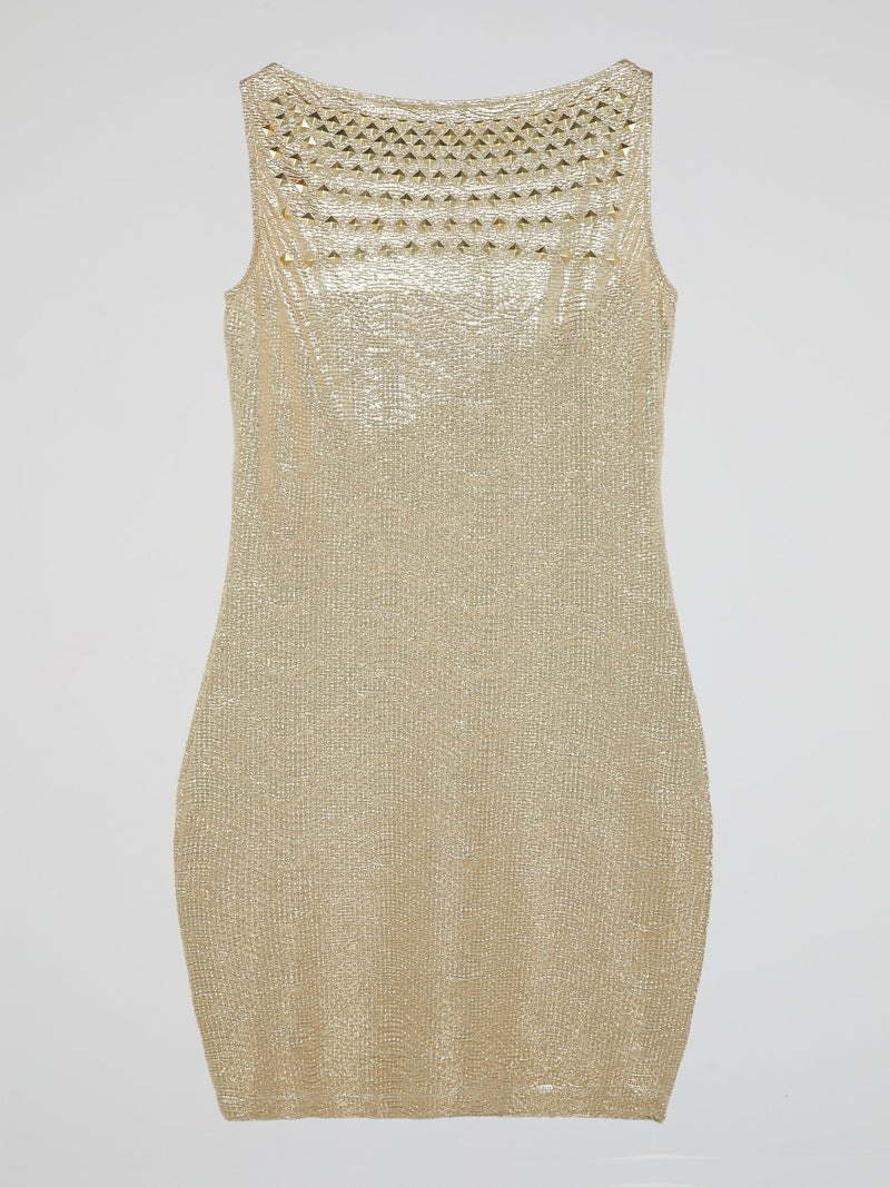 Gold Embellished Cut-Out Dress