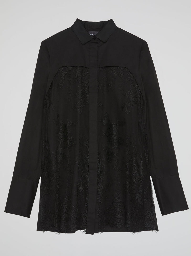 Black Lace Overlay Shirt