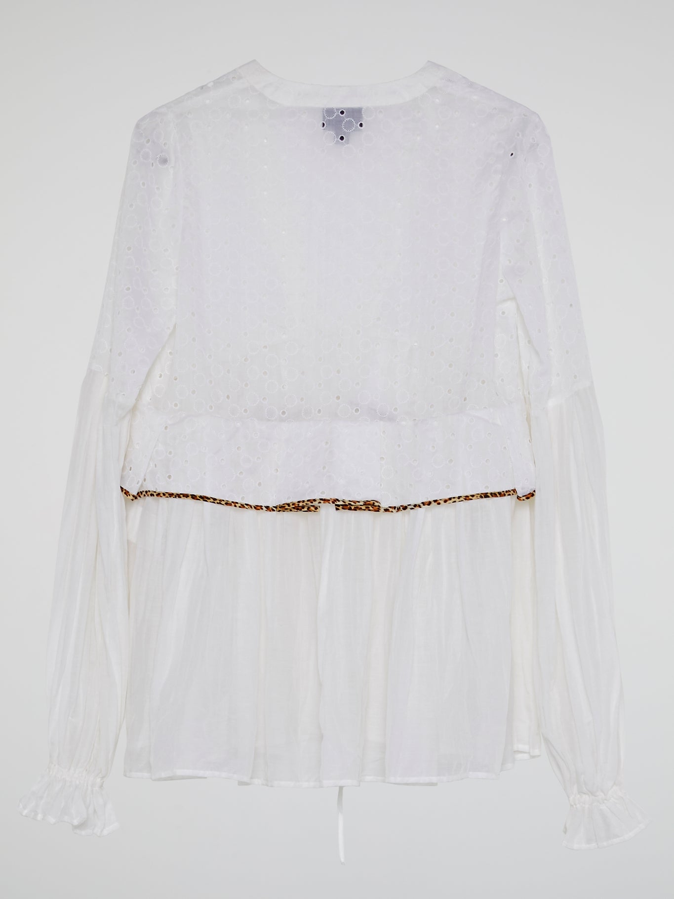 White Lace-Up Flounce Blouse