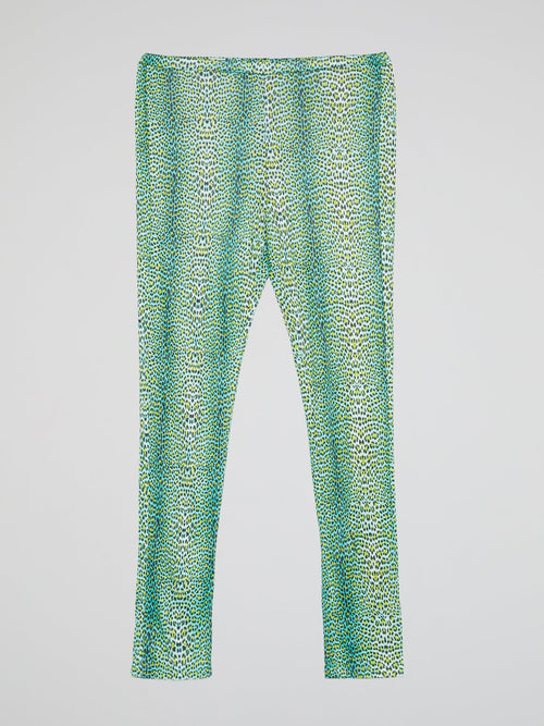 Green Animal Print Leggings