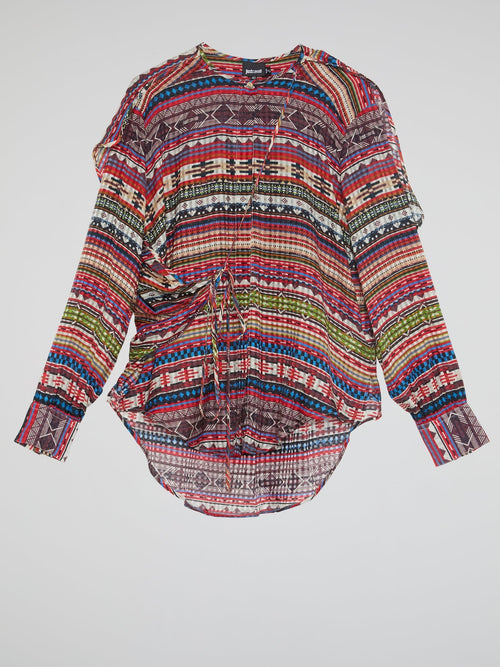 Tribal Print Long Sleeve Top