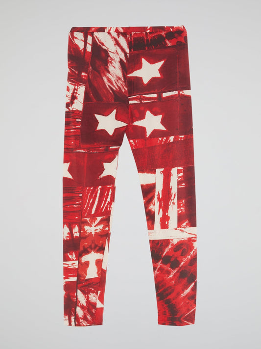 Red Star Print Leggings