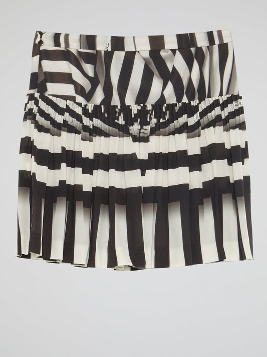 Striped Pleated Mini Skirt