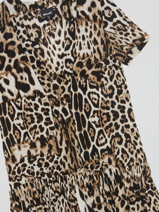 Leopard Print Frill Hem Dress