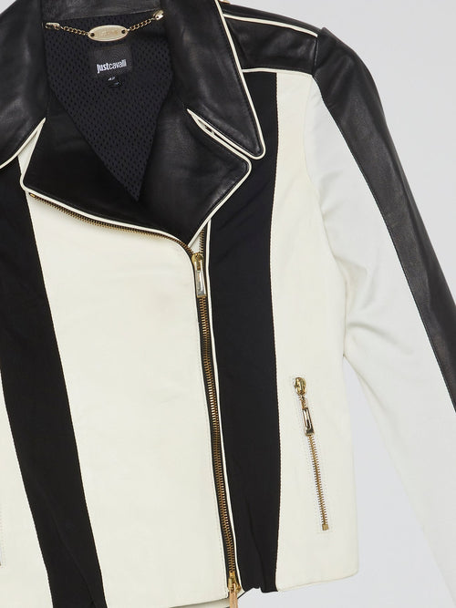 Contrast Leather Biker Jacket