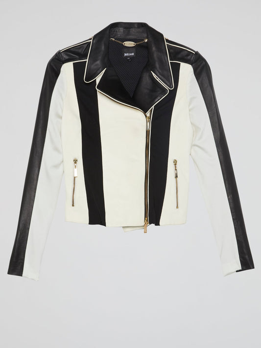 Contrast Leather Biker Jacket