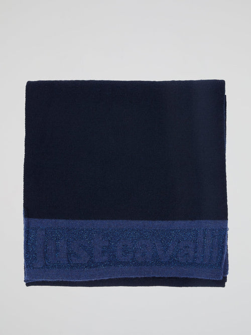 Navy Logo Hem Scarf