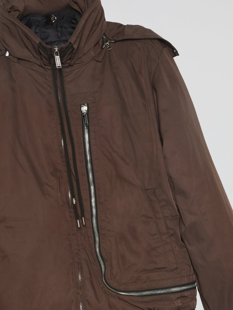 Brown Zipper-Detail Jacket