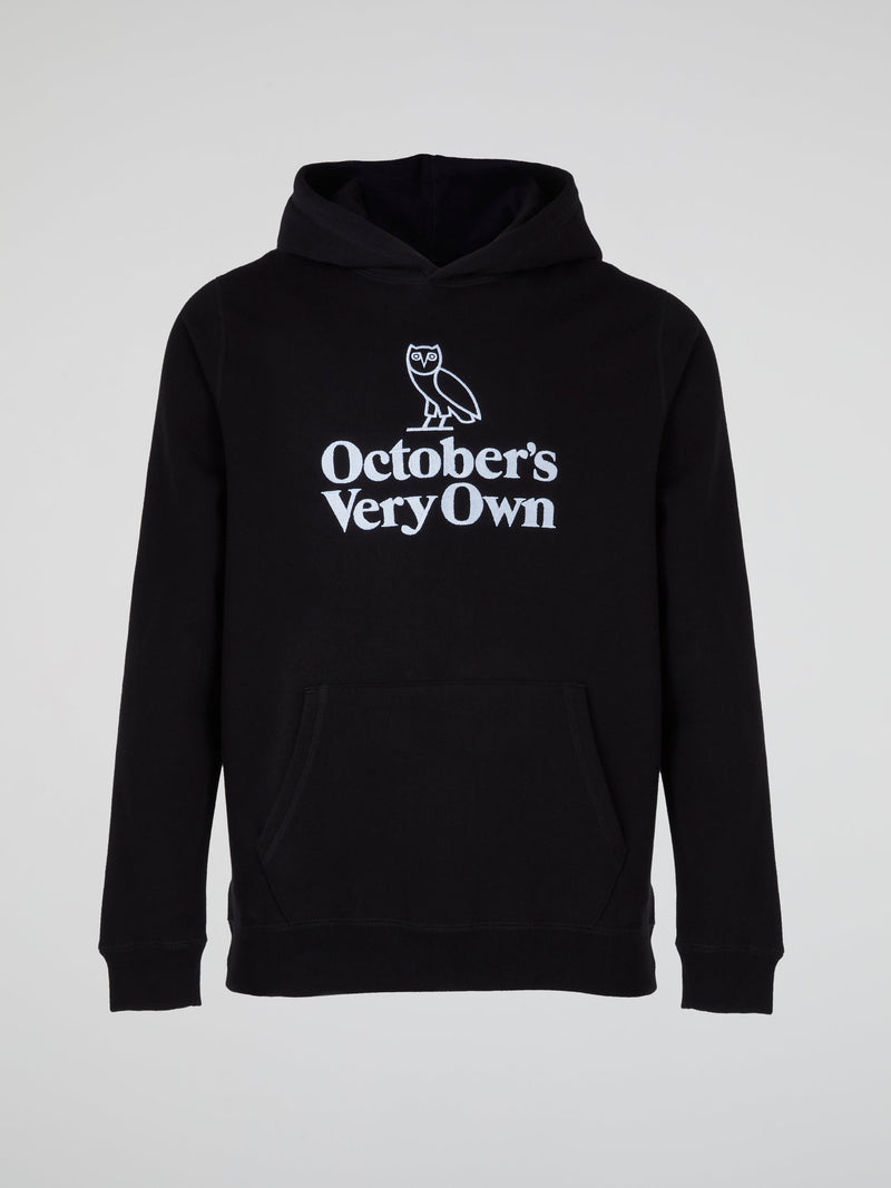 Black Owl Embroidered Hoodie