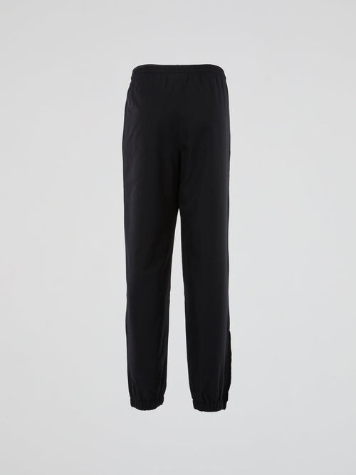 Black Ribbed Waistband Track Trousers
