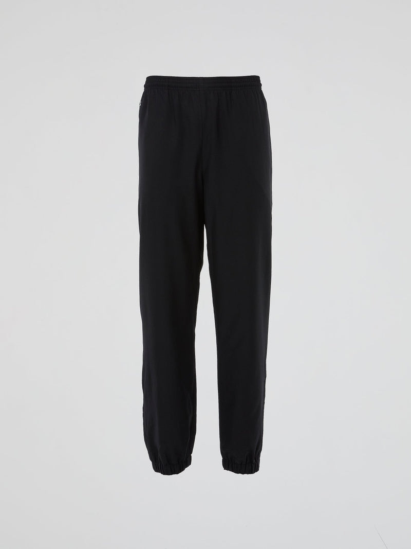 Black Ribbed Waistband Track Trousers