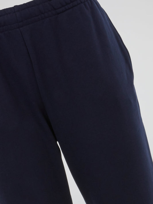 Navy Logo Print Active Pants