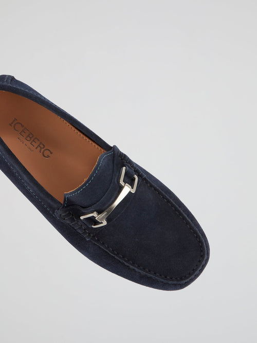 Navy Suede Loafers