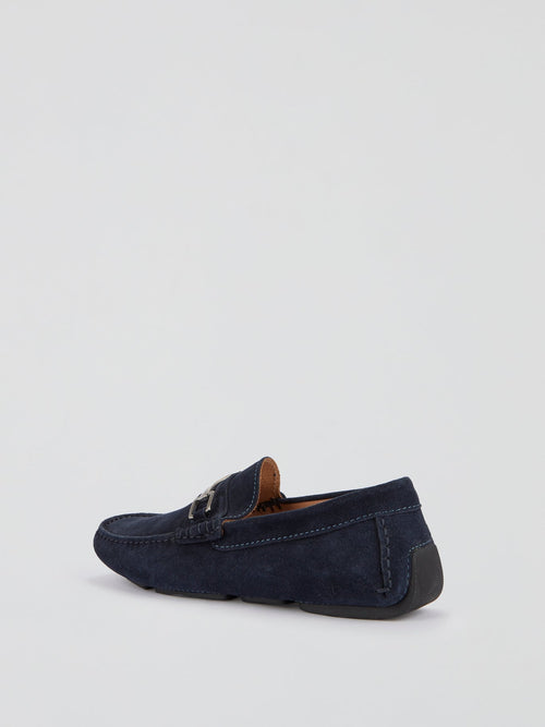 Navy Suede Loafers