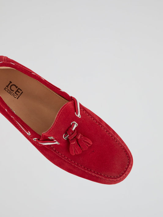 Red Suede Tassel Loafers