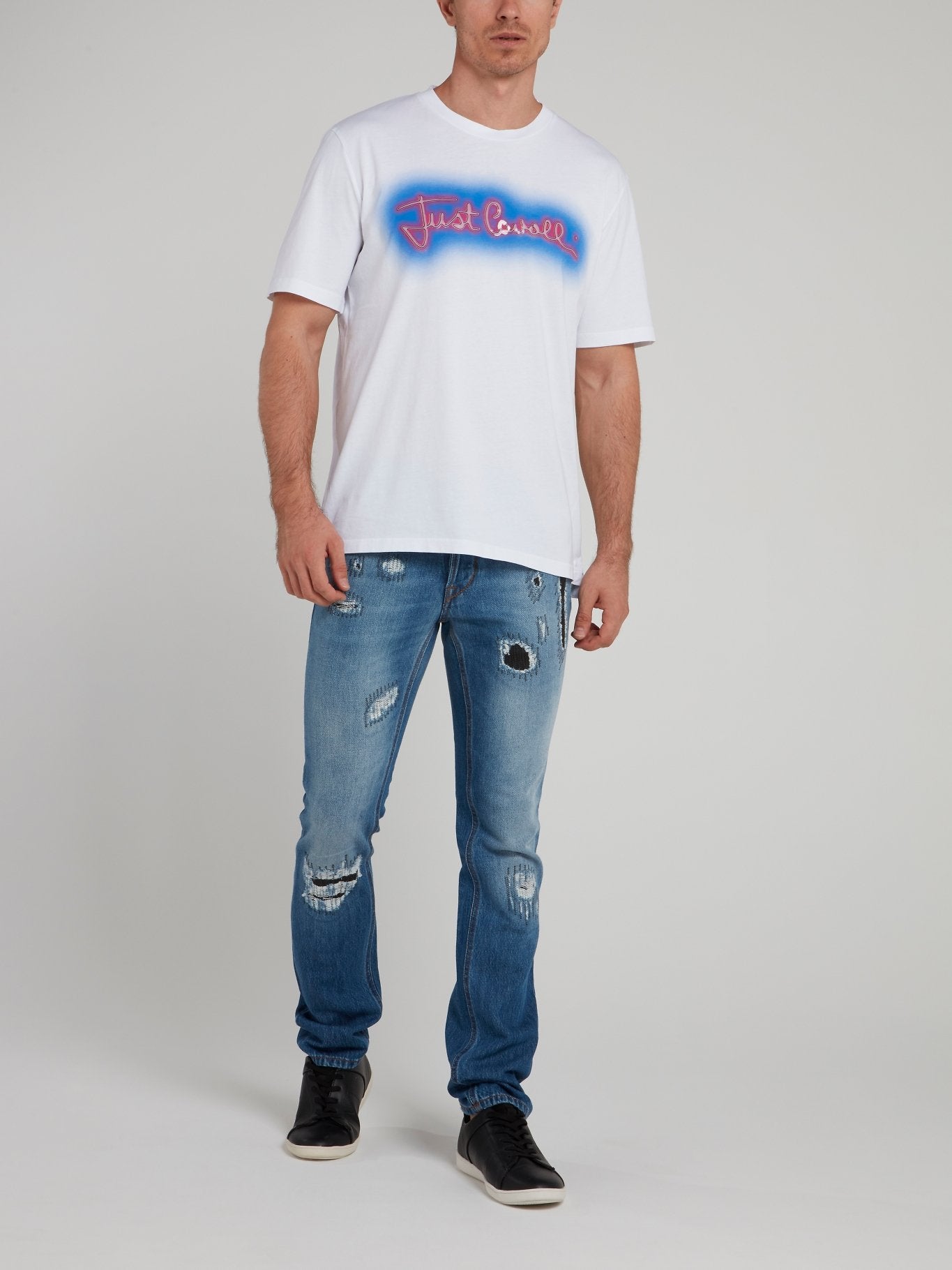 White Spray Print Logo T-Shirt