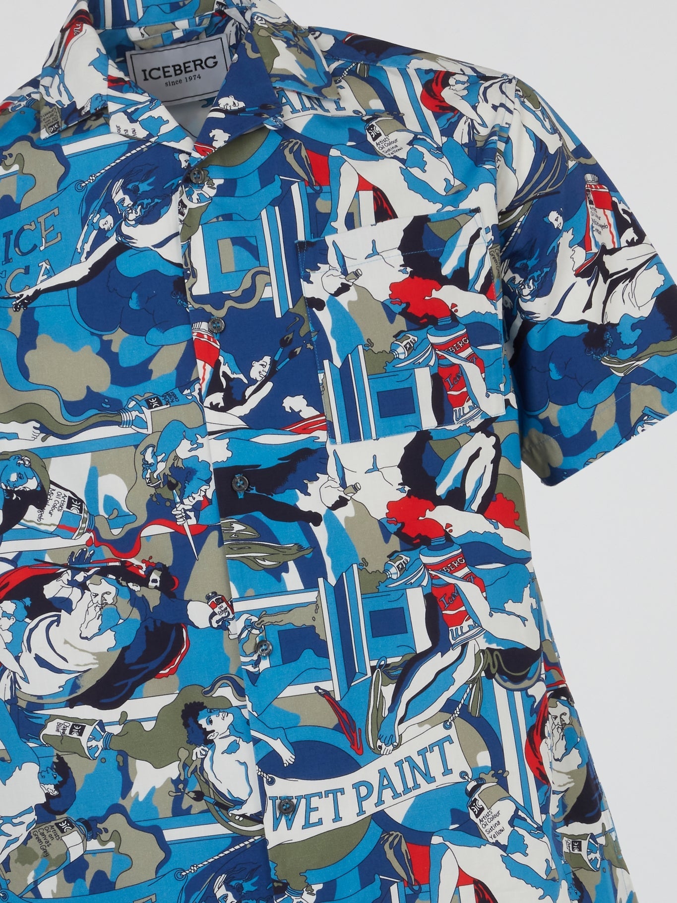 Blue Mosaic Print Shirt