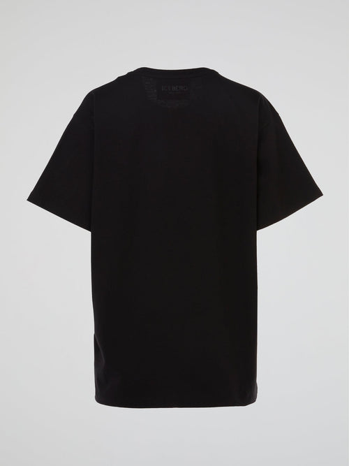 Black Knit Detail T-Shirt
