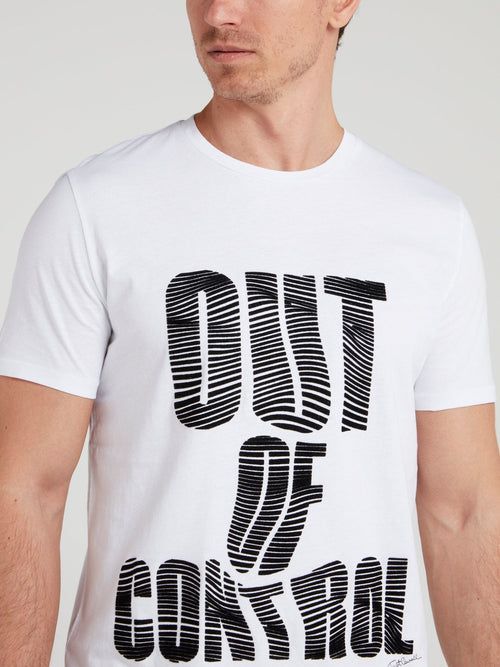 White Distorted Statement Print T-Shirt