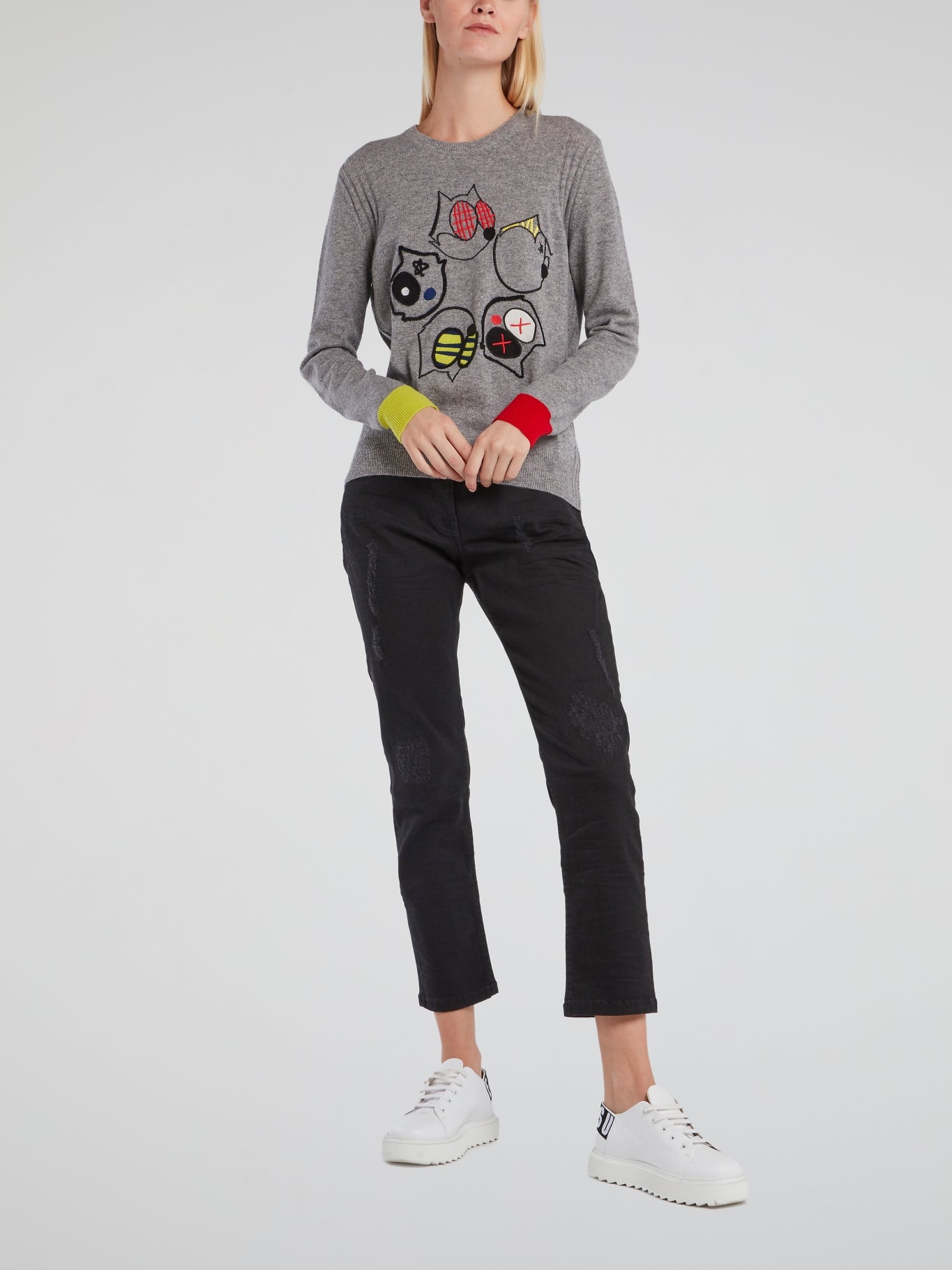 Grey Felix The Cat Knitted Top