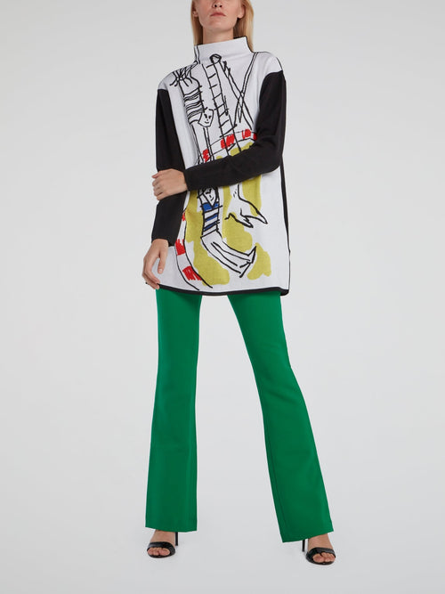 Colour Block High Neck Top