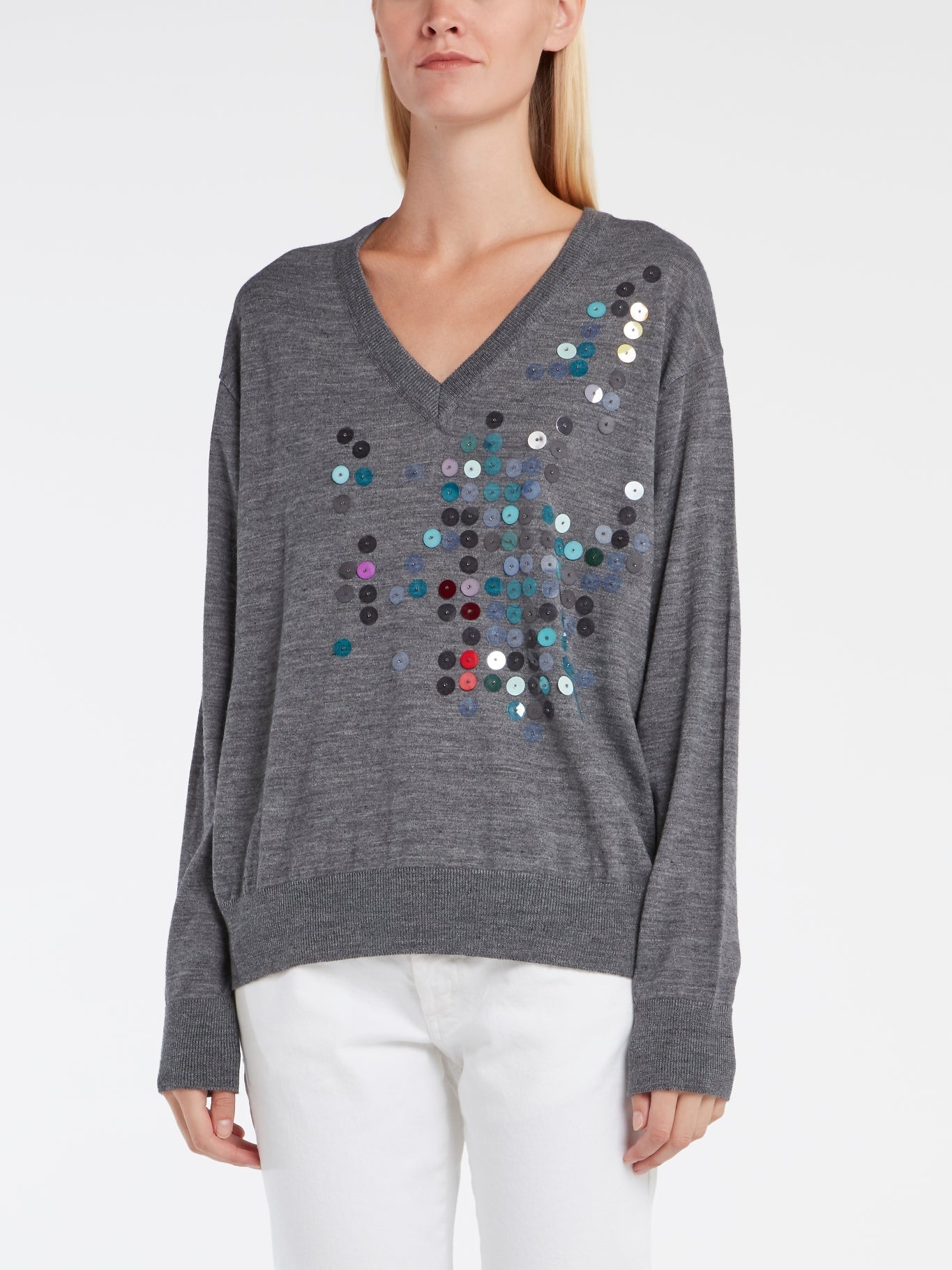 Grey Paillette Embellished Top