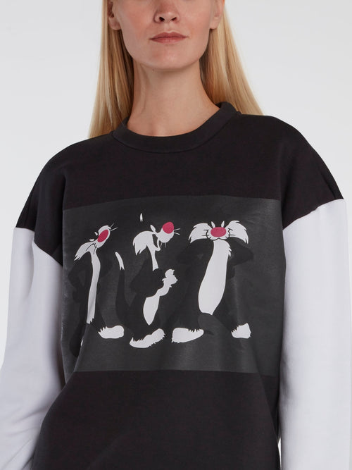 Colour Block Sylvester The Cat Top