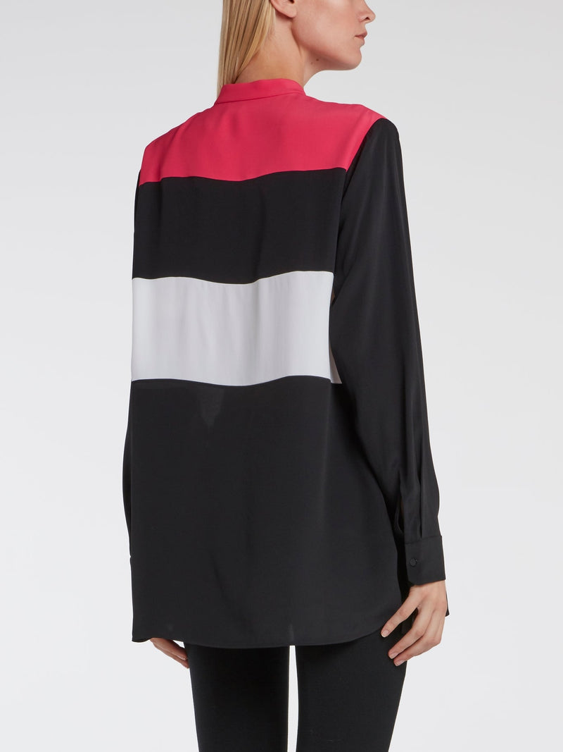 Colour Block Long Sleeve Blouse