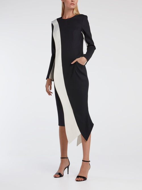 Contrast Detail Tux Dress