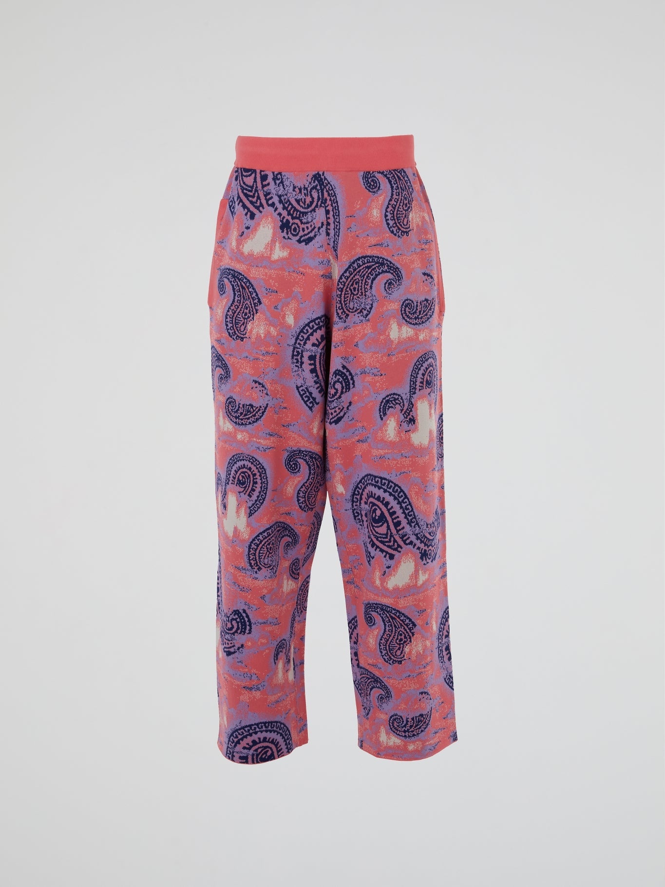 Paisley Print Ribbed Waist Pants