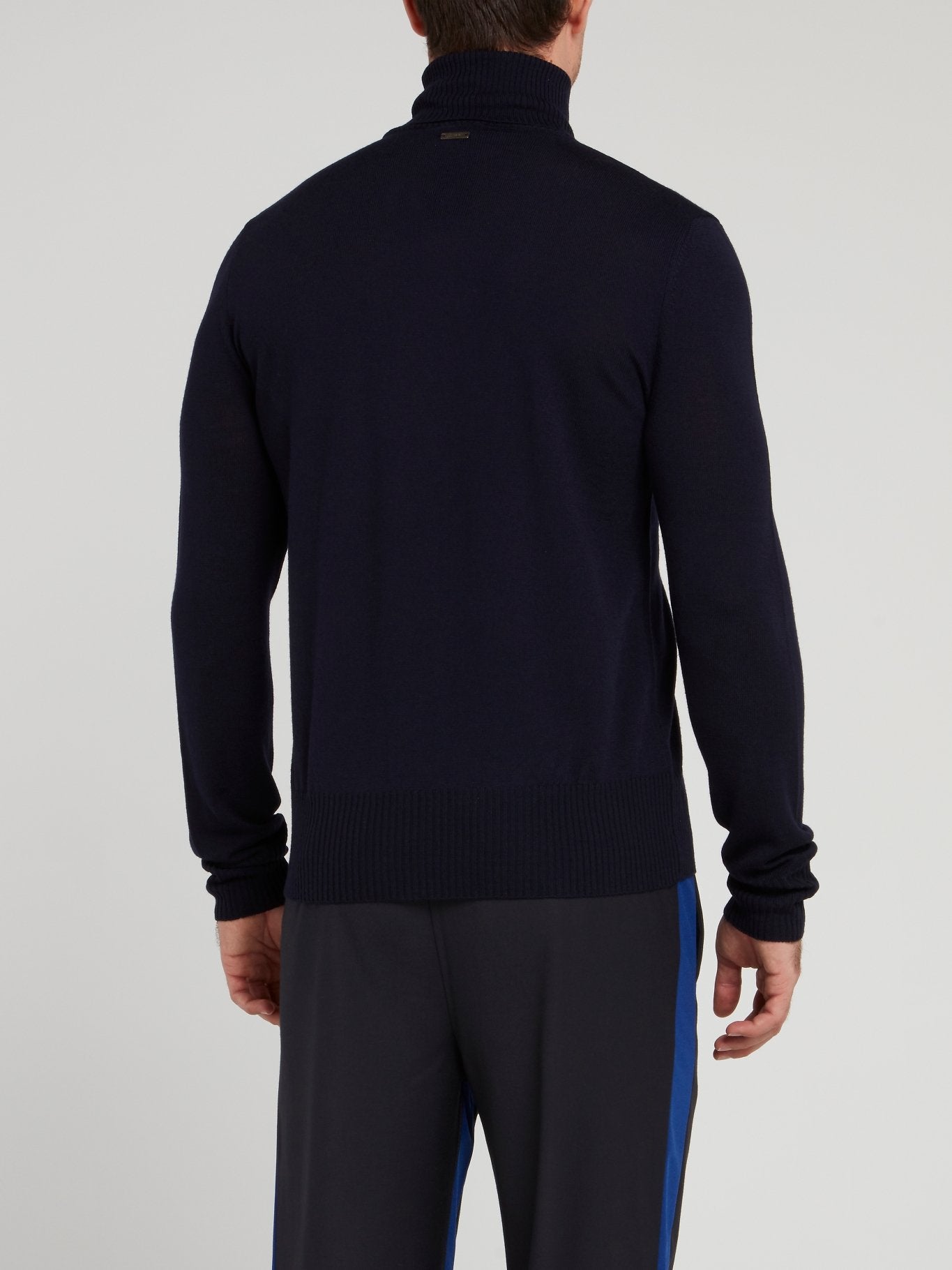 Navy Turtleneck Wool Top