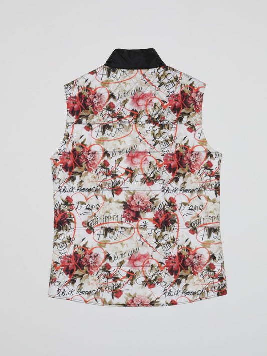 White Floral Zip Up Gilet (Kids)