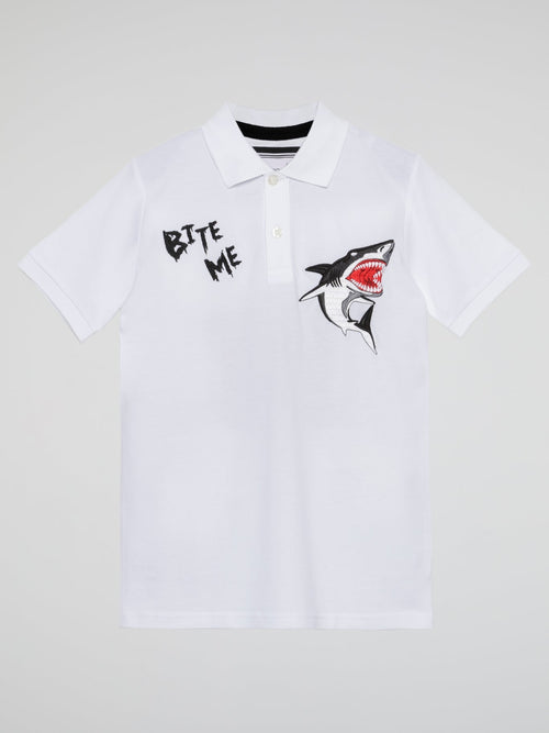 White Shark Patch Polo Shirt (Kids)