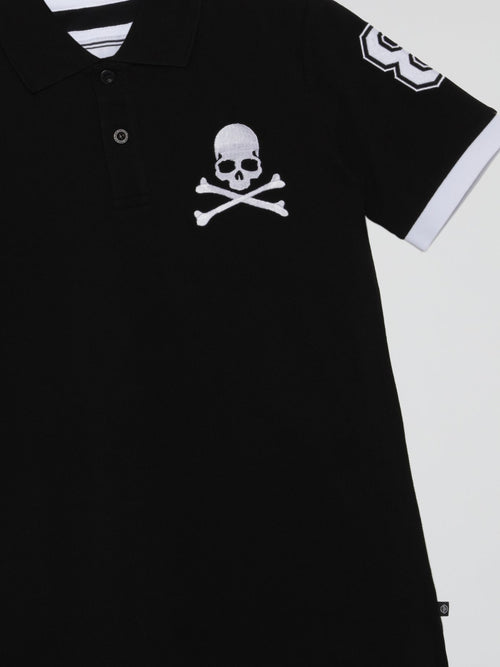 Black Logo Embroidered Polo Shirt (Kids)