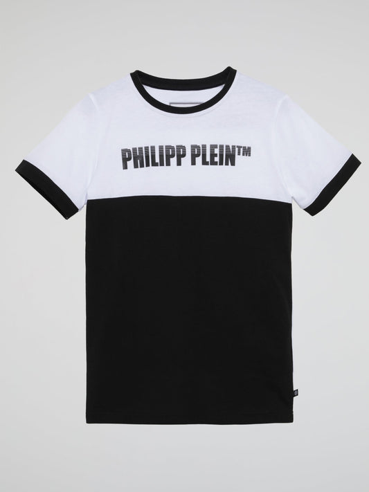 Black Contrast Panel T-Shirt (Kids)