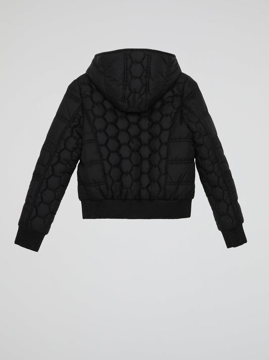 Black Hooded Quilt Jacket (Kids)