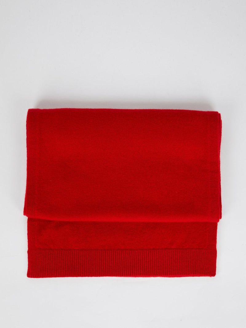 Red Logo Cashmere Knitted Scarf