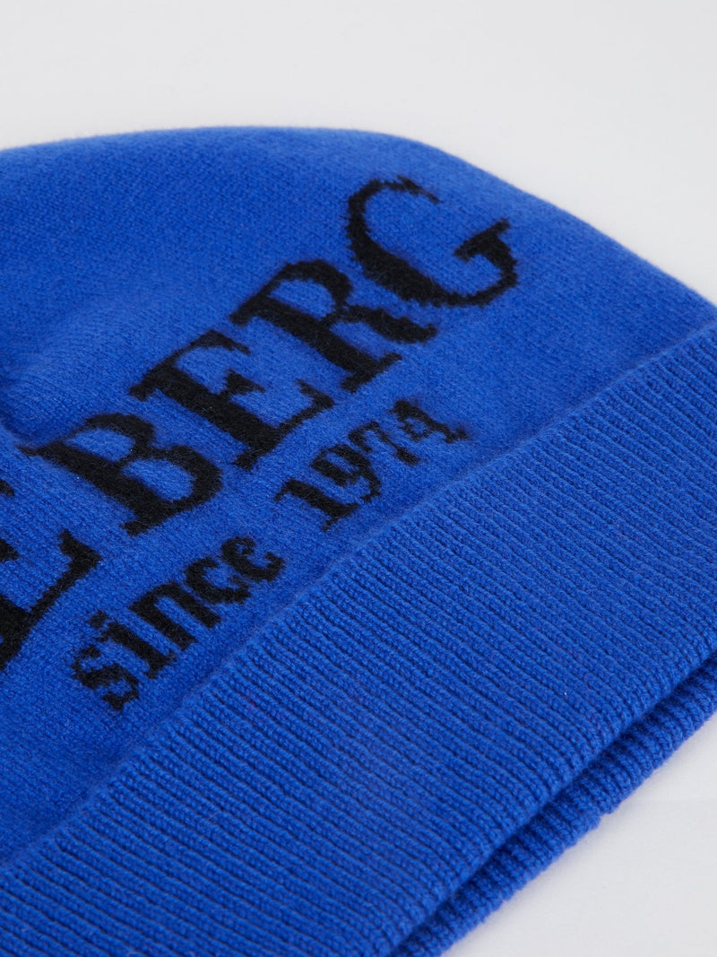 Blue Logo Cashmere Beanie