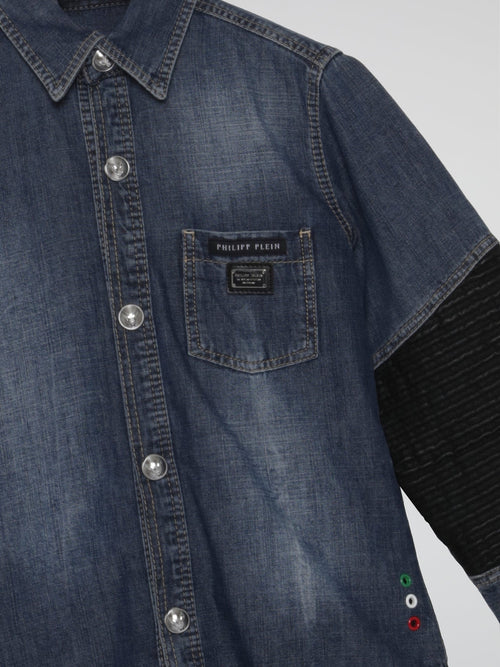 Patched Long Sleeve Denim Shirt (Kids)