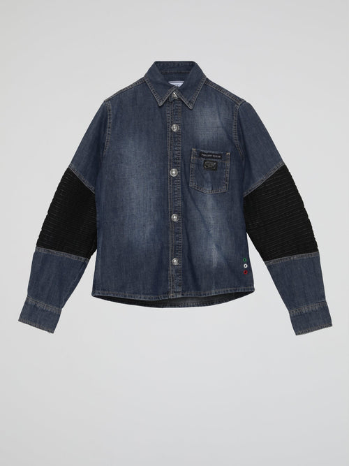 Patched Long Sleeve Denim Shirt (Kids)