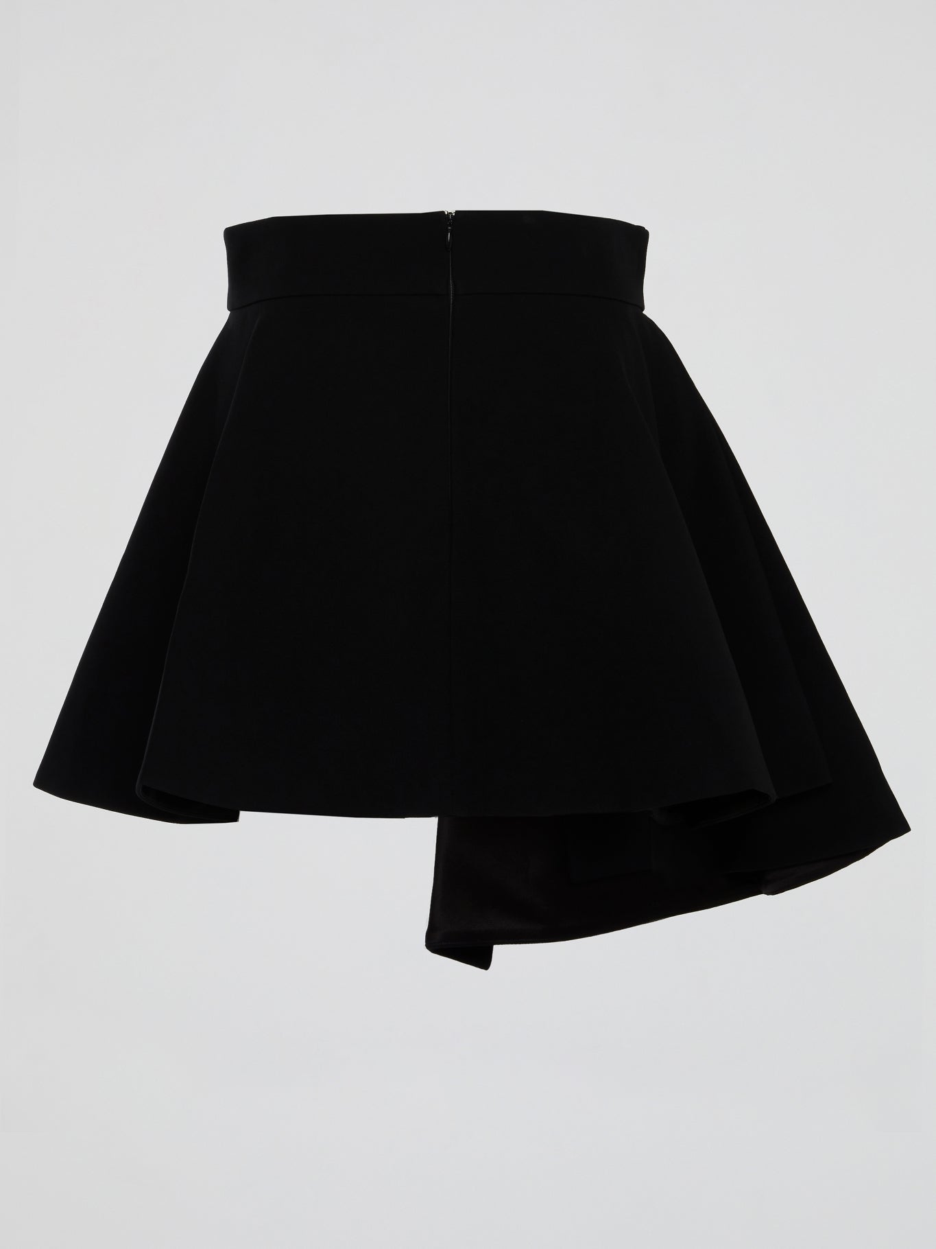 Black Pleated Asymmetric Mini Skirt