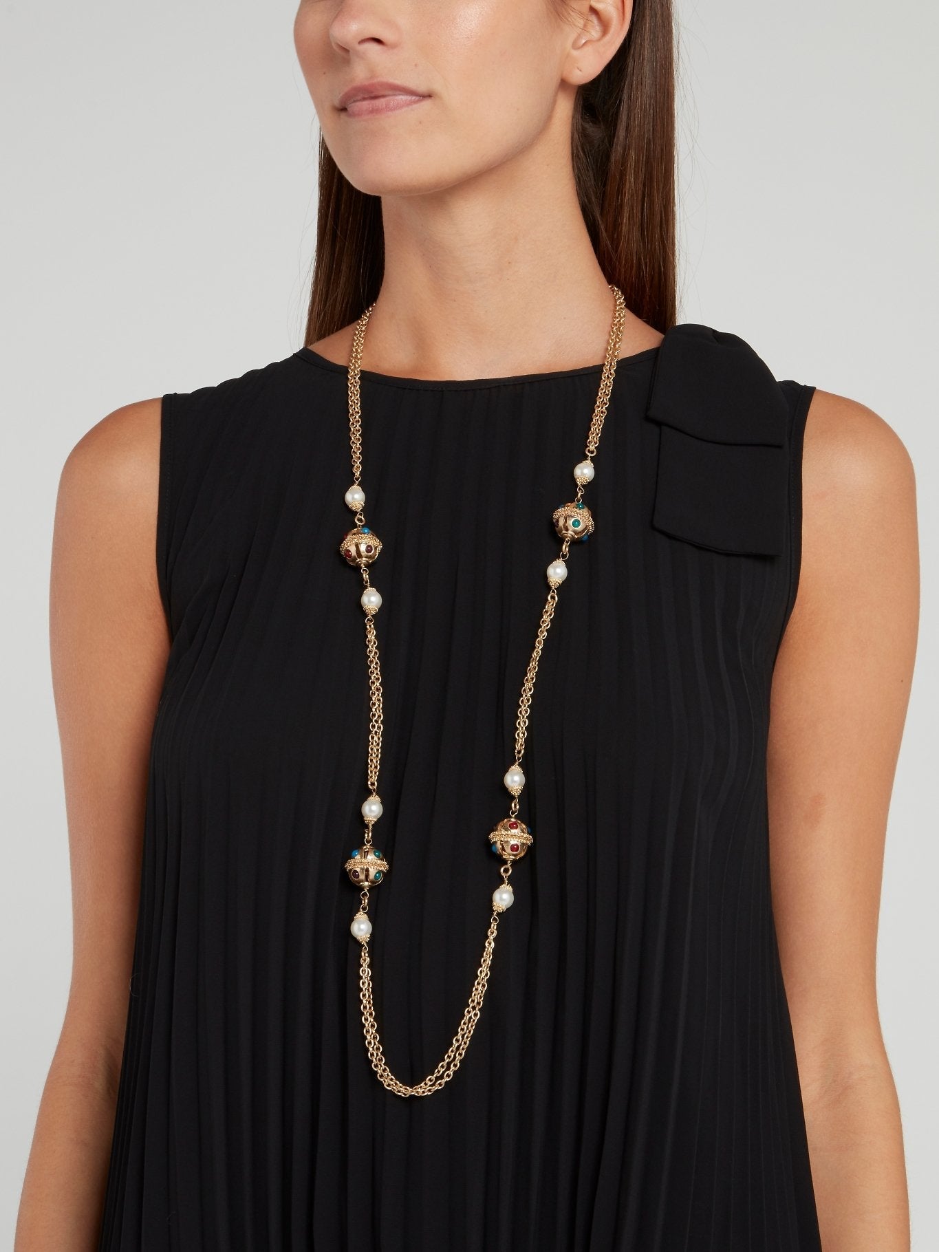 Gold Pearl Chain Necklace