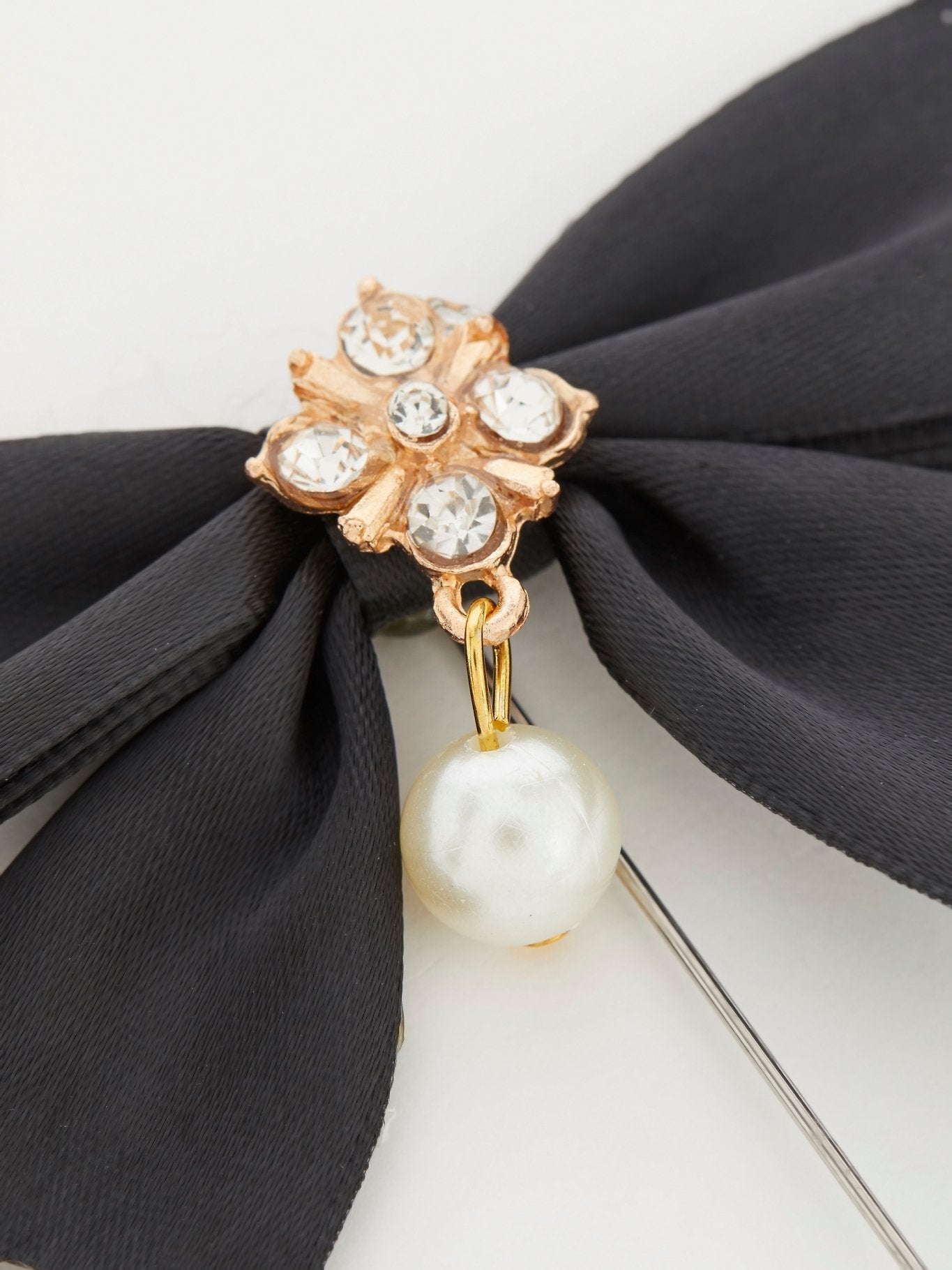 Victorian Black Ribbon Pearl Brooch